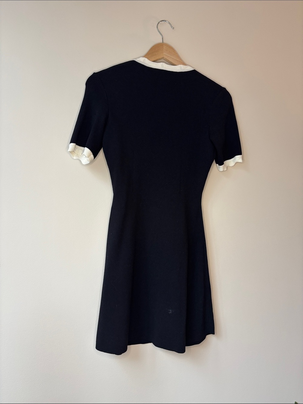 Maje Black Mini Dress with White Contrast Trim - Picture 7 of 9